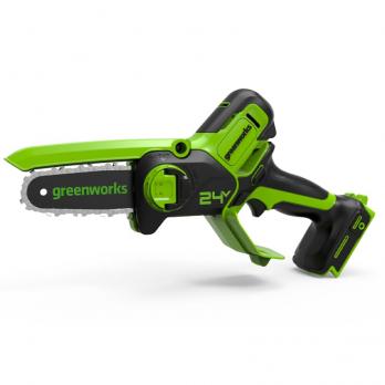 Цепная мини пила аккумуляторная Greenworks Арт. 2008207UA, 24V, 10см, с АКБ 1х2А.ч. и ЗУ