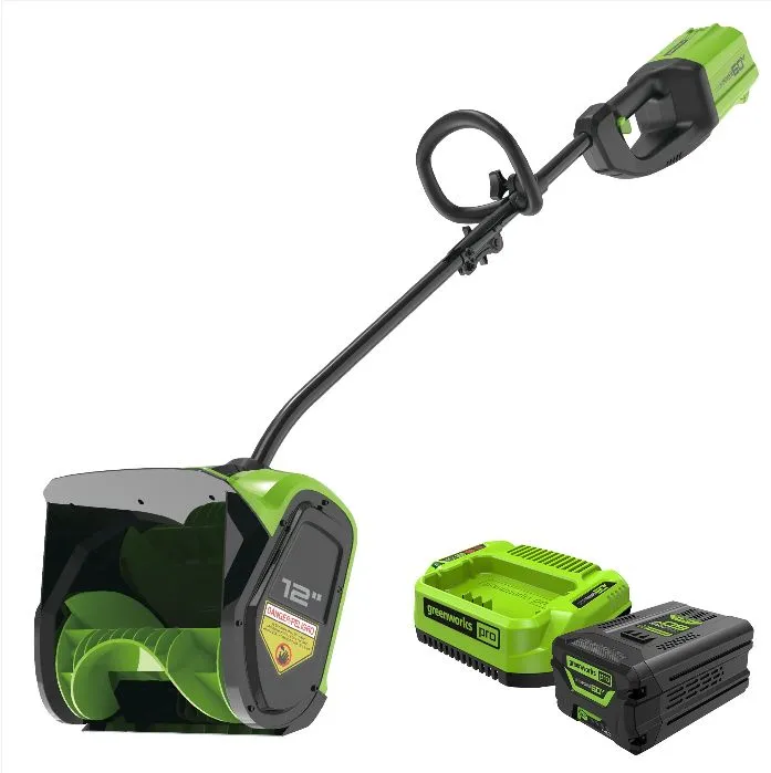 Снегоуборщик аккумуляторный Greenworks GD60SSK4, 60V, 30 см, бесщеточный, c 1хАКБ 4Ач и ЗУ (2602607UB)_0
