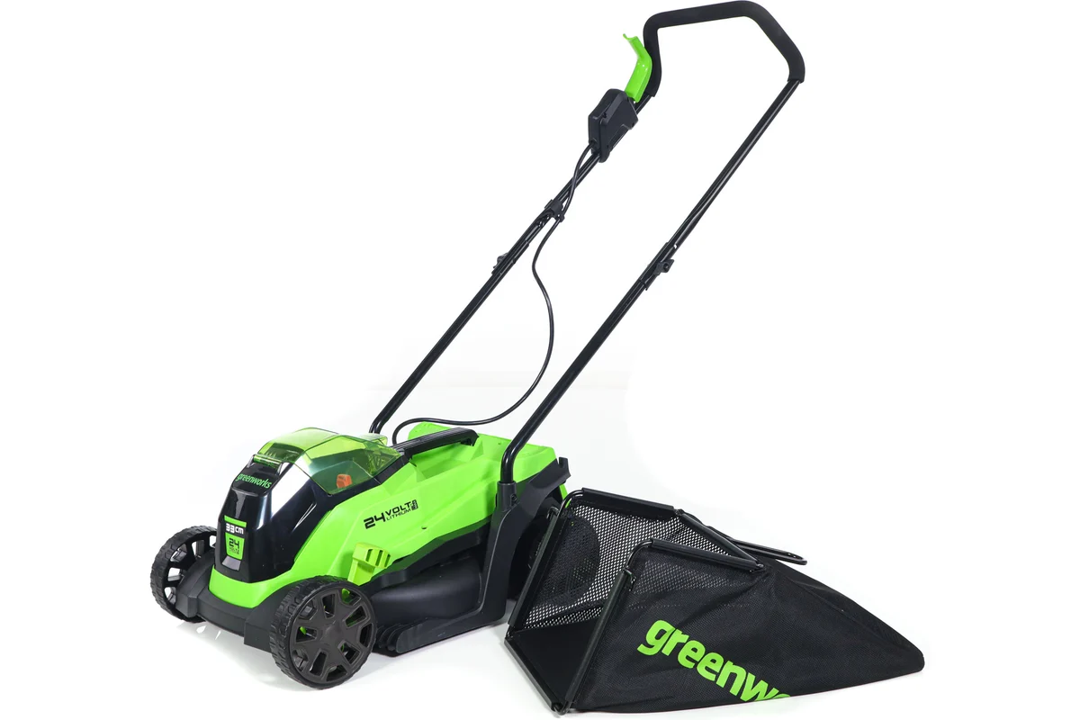 Газонокосилка аккумуляторная GreenWorks 24V, 33 см, бесщеточная, с 1хАКБ 2Ач и ЗУ 2516107UA